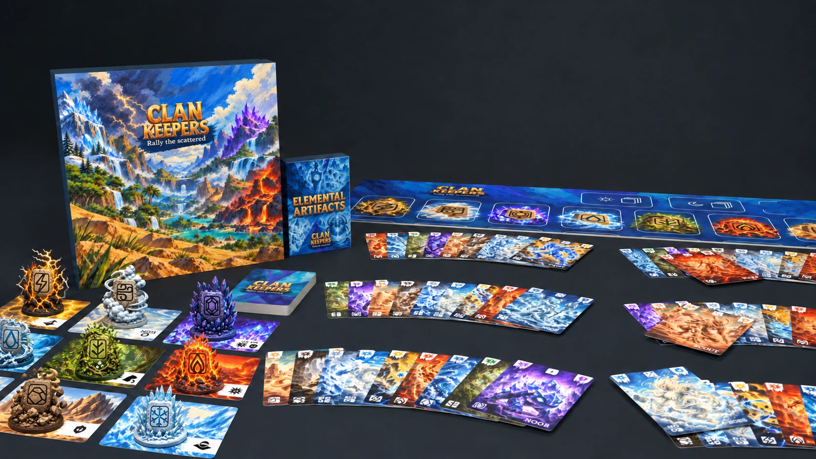 Clan Keepers box, cards, Totems and components